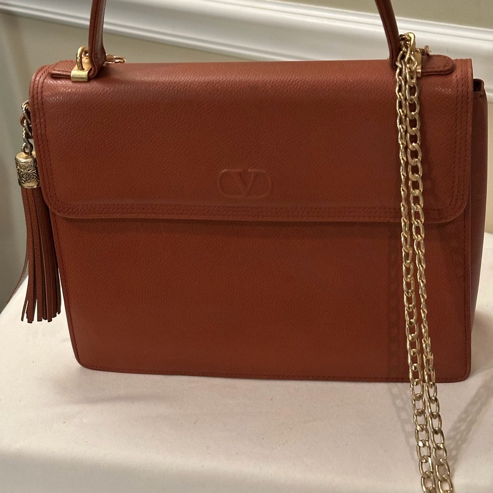 Valentino Garavani burnt orange Bag with unbranded Gold Chain